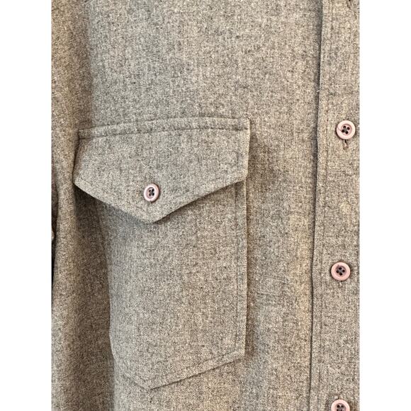 PENDLETON 'Outdoorsman' 100% Wool Long Sleeve Shirt Flap Pockets-Men's Size L - Picture 3 of 12